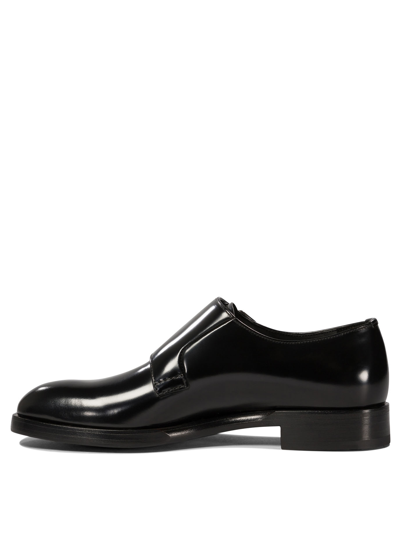 PRADA Black   Monk shoes in brushed leather